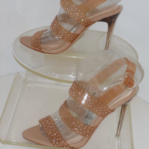 BEBE RHINESTONE CLASSIC STRAPPY SHOES SIZE 6 MEDIUM - Picture 4 of 8